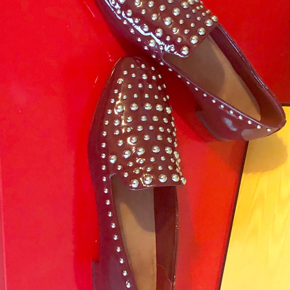Burgundy studded flats